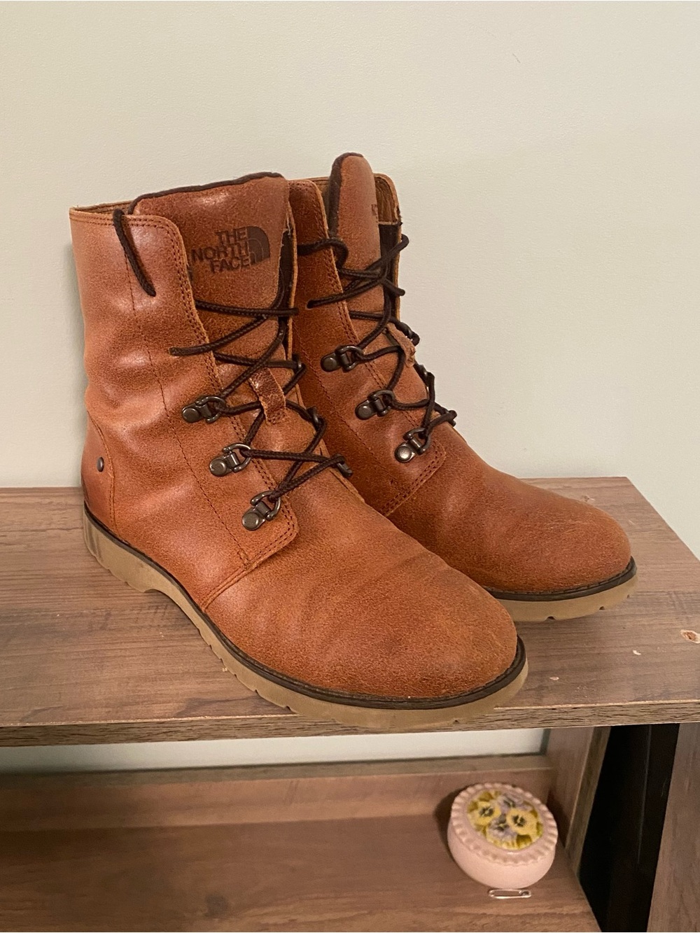 North Face Ballard Lace Up Leather Boots Brown High Top Women's 6 Hiking Work